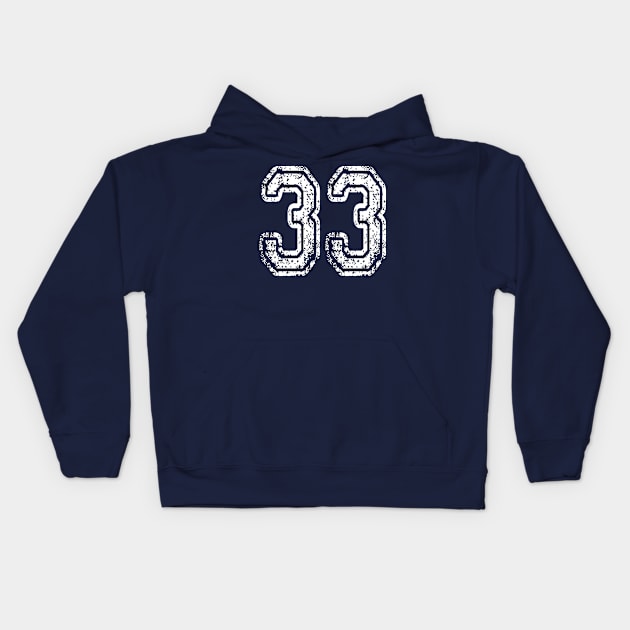 Number 33 Grungy in white Kids Hoodie by Sterling